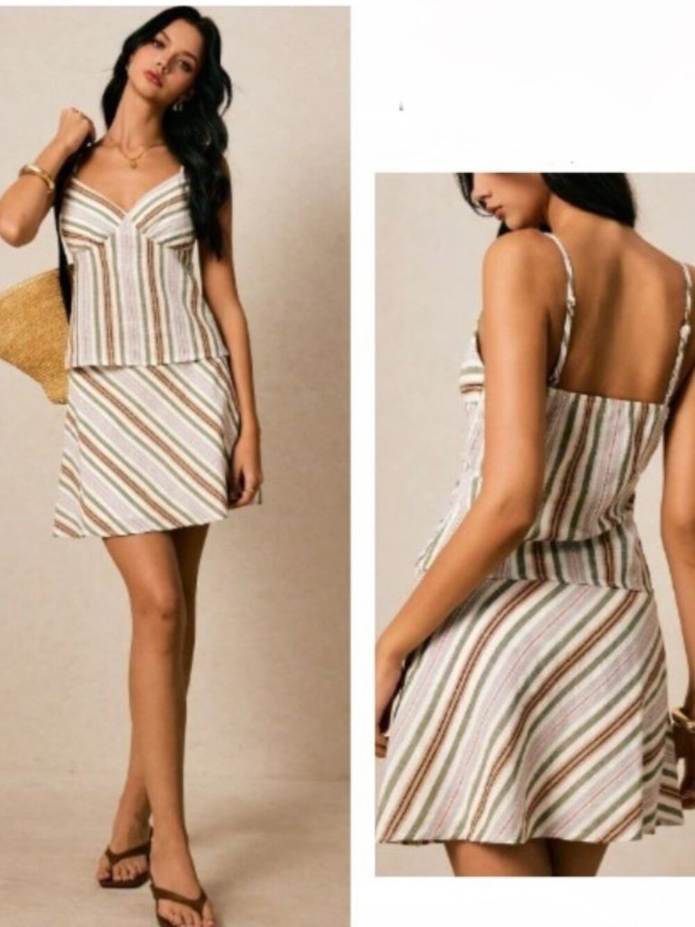 NEW 2026 Striped Cotton Skirt Top Set Small